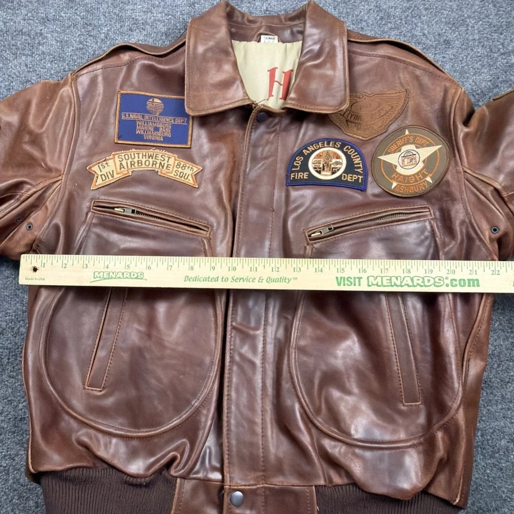 Men's CHIA Brown Leather A-2 Flight Bomber Jacket Patches‎ Southwest Airborne M